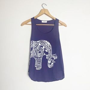L.A. Soul Henna Elephant Purple Tank Size Medium
